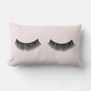 Coussin Rectangle Coups D'Oeil Noir Sur Les Coeurs Roses