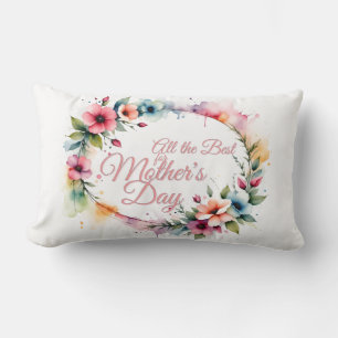 Coussin Rectangle Couronne florale aquarelle pour la fête des mères