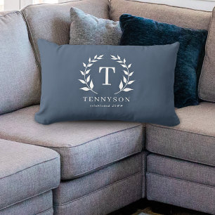 Coussin Rectangle Couronne monogramme rustique moderne nom de famill