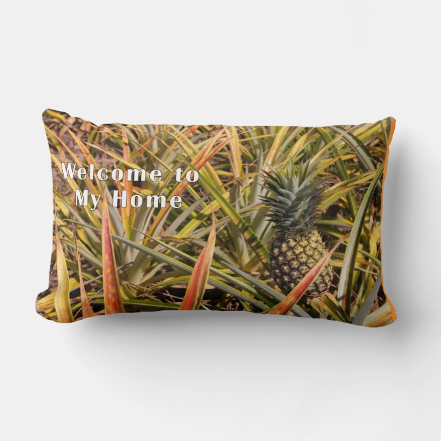 Coussin Rectangle Coussin, Bienvenue à ma maison avec ananas (Recto)