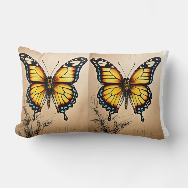 Coussin Rectangle "Coussin papillon des ailes majestueuses" (Recto)