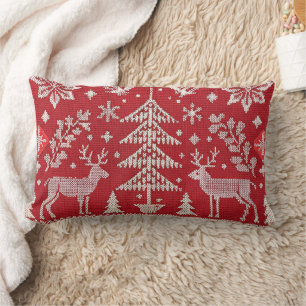 Coussin Rectangle Couvercle d'oreiller brodé de Noël nordique