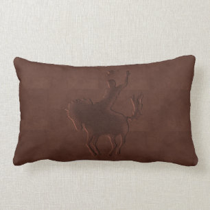 Coussin Rectangle Cowboy en cuir usiné sur le cheval (coussin