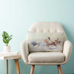 Coussin Rectangle Cowboys du Bar Triangle par CM Russell