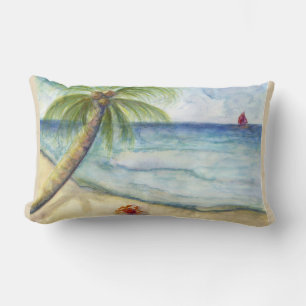 Coussin Rectangle Crabe rouge sur la plage de sable Plage de voile p