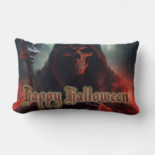 Coussin Rectangle Crâne de Faucheuse Halloween Art Spooky