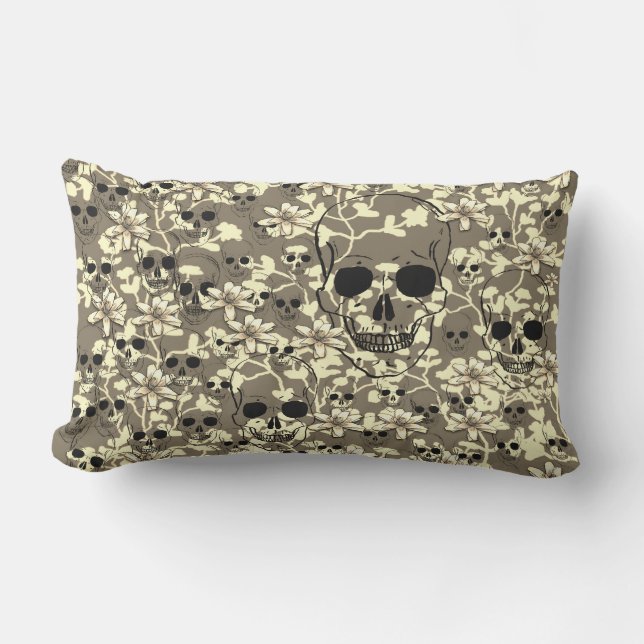 Coussin Rectangle Crâne de style rétro vintage (Recto)