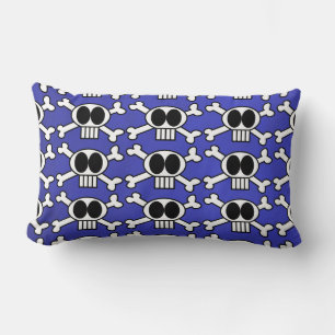 Coussin Rectangle Crâne mignon et os croisés avec grands yeux noirs