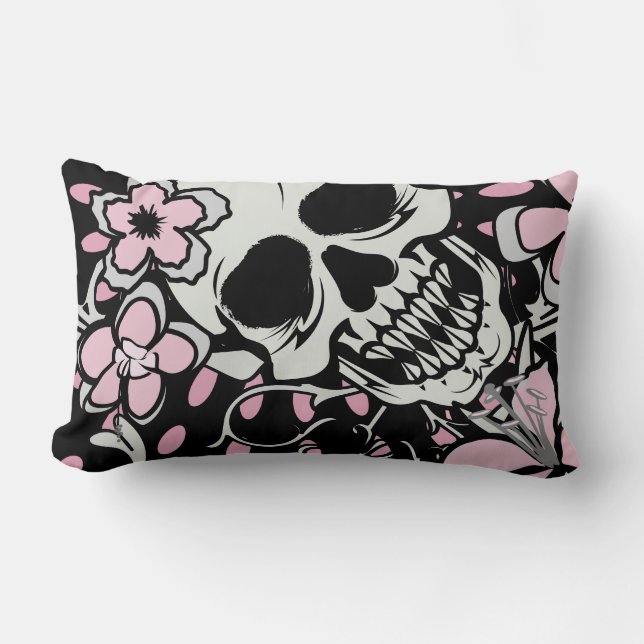 Coussin Rectangle Crâne vintage (Recto)