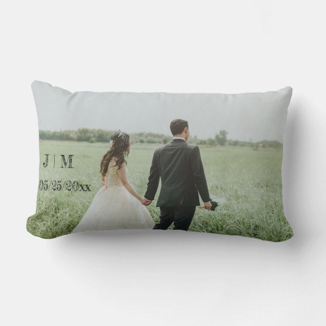 Coussin Rectangle Créer votre propre photo Couple Ajouter des noms C (Recto)