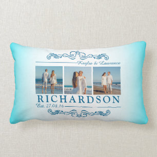 Coussin Rectangle Créez votre propre monogramme de mariage de plage