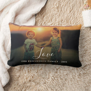 Coussin Rectangle Créez votre propre monogramme de script d'amour de
