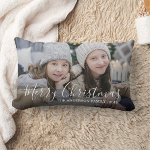 Coussin Rectangle Créez votre propre photo de famille Joyeux Noël