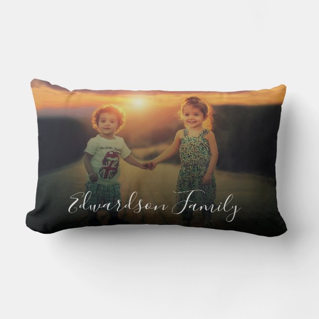 Coussin Rectangle Créez votre propre photo de famille monogrammée (Recto)