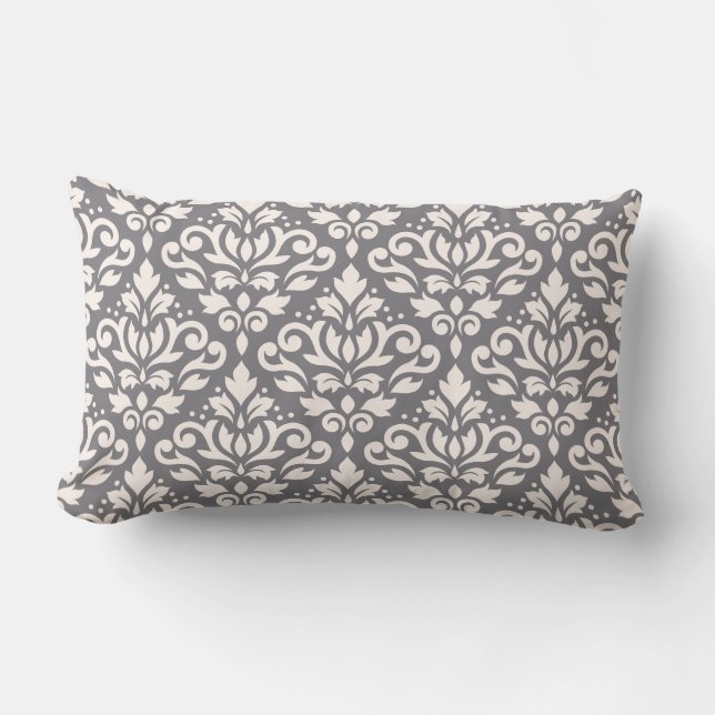 Coussin Rectangle Crème de motif de damassé de rouleau grande sur le (Recto)