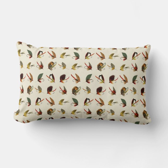 Coussin Rectangle Crème de mouches de pêche (Recto)