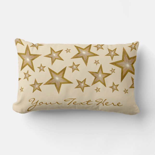 Coussin Rectangle Crème lombaire "Gold" Stars "Your Text" (Recto)