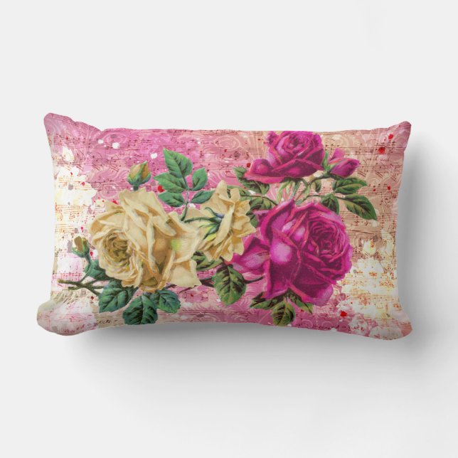 Coussin Rectangle Crème rose Rose vintage (Recto)