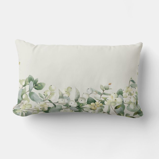 Coussin Rectangle Crème Snowberry + Eucalyptus Hiver/Noël (Recto)