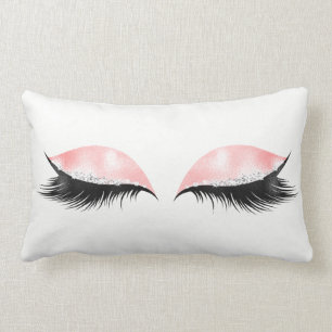 Coussin Rectangle Cristaux d'argent Parties scintillant noir rose
