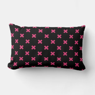 Coussin Rectangle Crochis Fuchsia sur noir