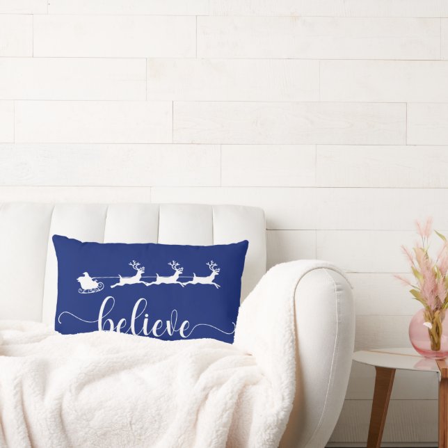 Coussin Rectangle Croire | Vacances de Noël bleu marine (Canapé)