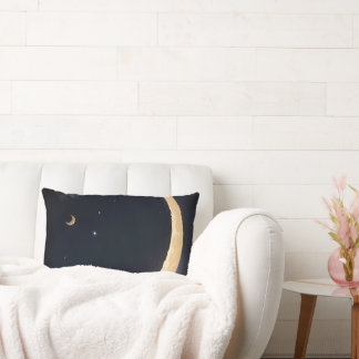 Coussin Rectangle croissant de lune flottant dans le ciel nocturne