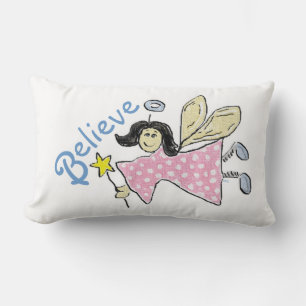 Coussin Rectangle Croyez en les À petits pois roses Angels