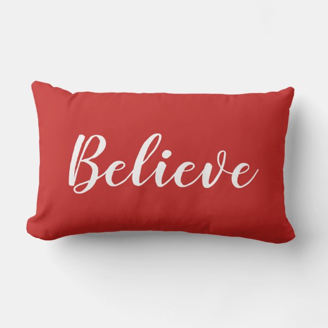 Coussin Rectangle Croyez l'oreiller rouge de Noël (Recto)
