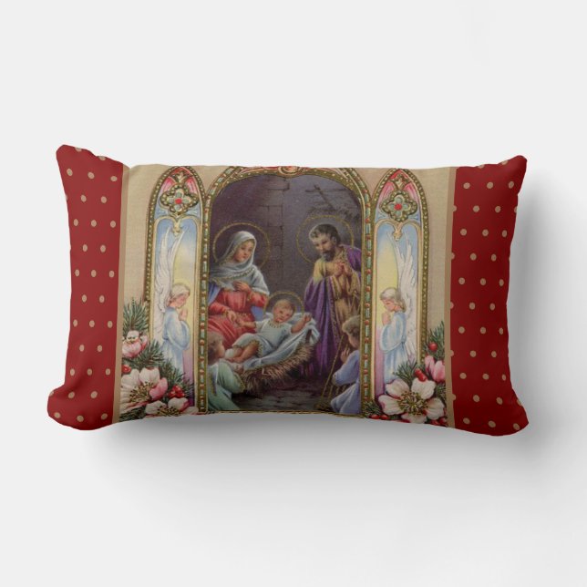 Coussin Rectangle Cru de Noël de nativité de Vierge Marie Jésus (Recto)