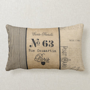 Coussin Rectangle Cru français de toile de jute d'affranchissement