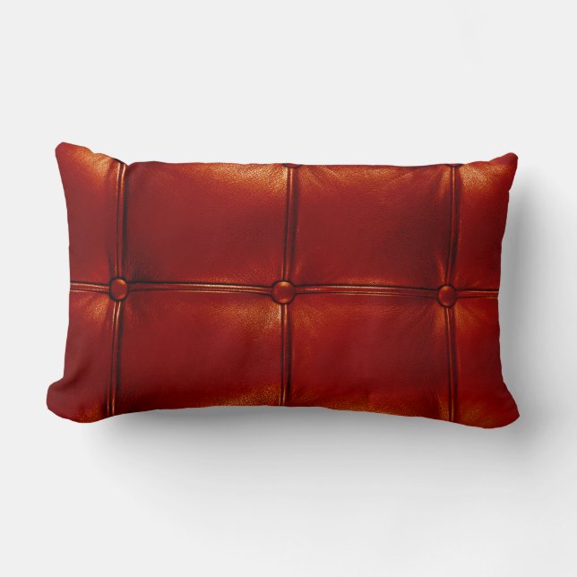 Coussin Rectangle Cuir tufté rouge (Recto)
