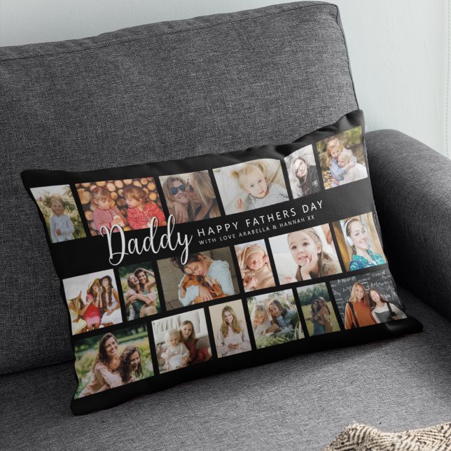Coussin Rectangle Custom Daddy 18 Photo Collage (Créateur téléchargé)