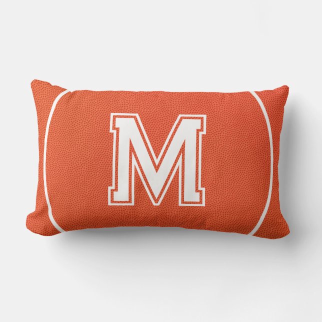 Coussin Rectangle Custom Initial Basketball Textured Sports (Recto)