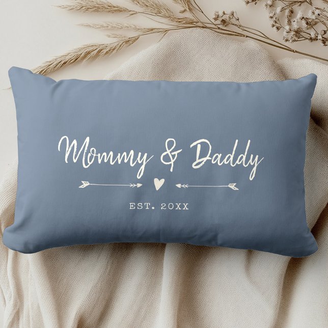 Coussin Rectangle Custom Modern Maman & Papa Nouveaux parents Dusty  (Créateur téléchargé)