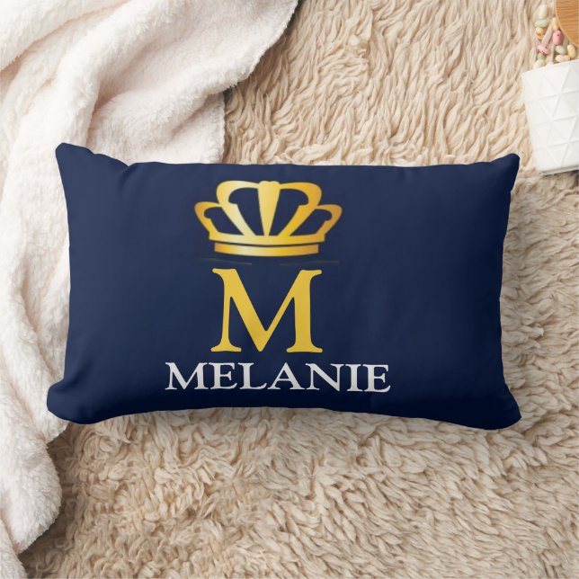 Coussin Rectangle Custom Name Luxury Royal Elegant Monogran  (Couverture)