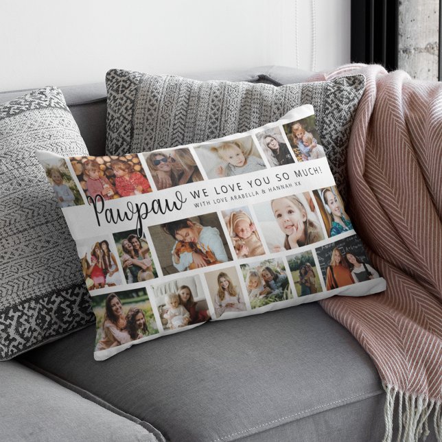 Coussin Rectangle Custom Pawpaw 18 Photo Collage (Créateur téléchargé)