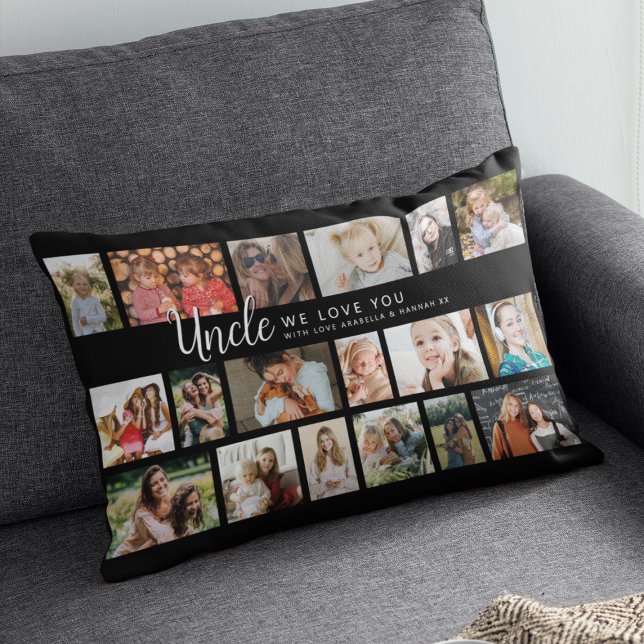 Coussin Rectangle Custom Uncle 18 Photo Collage (Créateur téléchargé)