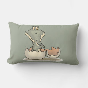 Coussin Rectangle Cute Baby Alligator Cartoon Hatching from Eggshell