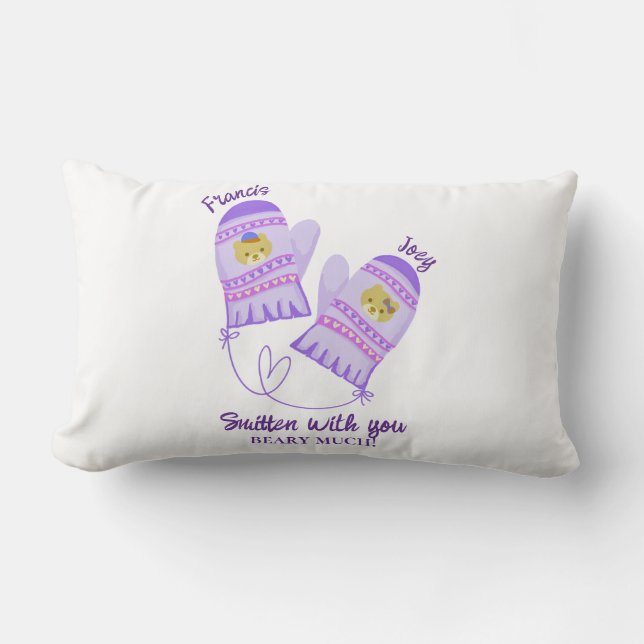 Coussin Rectangle Cute Bear Mittens Personalized Lovers Throw Pillow (Recto)
