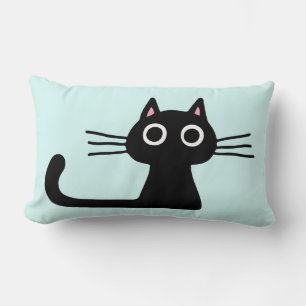 Coussin Rectangle Cute Black Kitty Chat bizarre avec de longs Whis