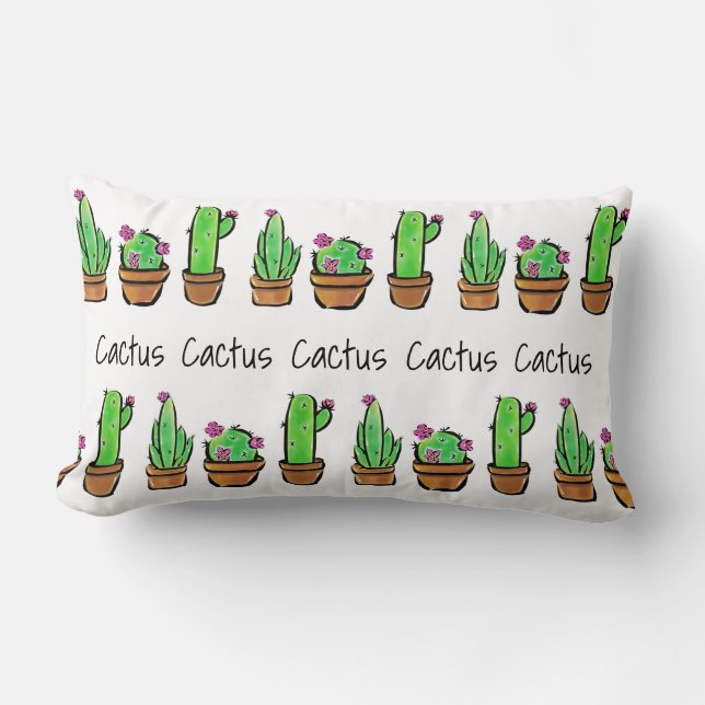 Coussin Rectangle Cute Cactus amour cactus succulents motif (Recto)