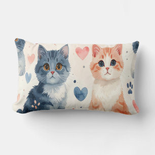 Coussin Rectangle Cute Cats Mug & Pillow - Watercolor Playful Kitten