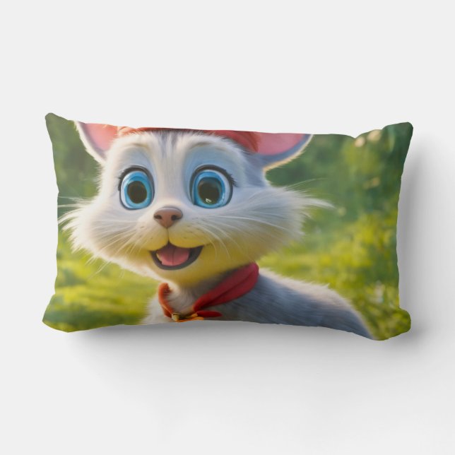 Coussin Rectangle Cute Chat Et Rat (Verso)