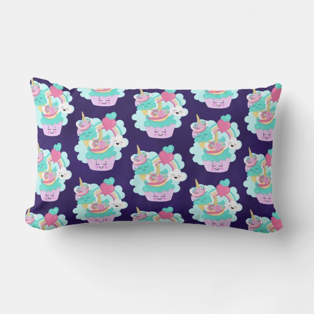 Coussin Rectangle Cute Cupcake et Happy Ice Cream Motif (Recto)