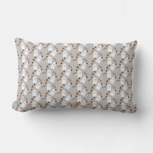 Coussin Rectangle Cute Halloween Ghost Ghoul Orange Grey Confetti
