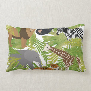 Coussin Rectangle Cute Jungle Animaux Safari Garçon   Fille