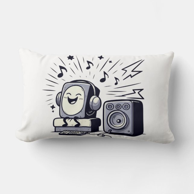 Coussin Rectangle Cute Music Lover – Fun Cartoon Music Pillow 02 (Recto)