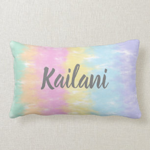 Coussin Rectangle Cute Pastel Rainbow Tie Dye Stripes Nom Lumbar Pi