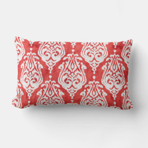 Coussin Rectangle Cute rouge et blanc damask ikat motifs tribaux